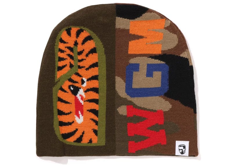 BAPE streetwear BAPE 1st Shark Knit Cap Olivedrab