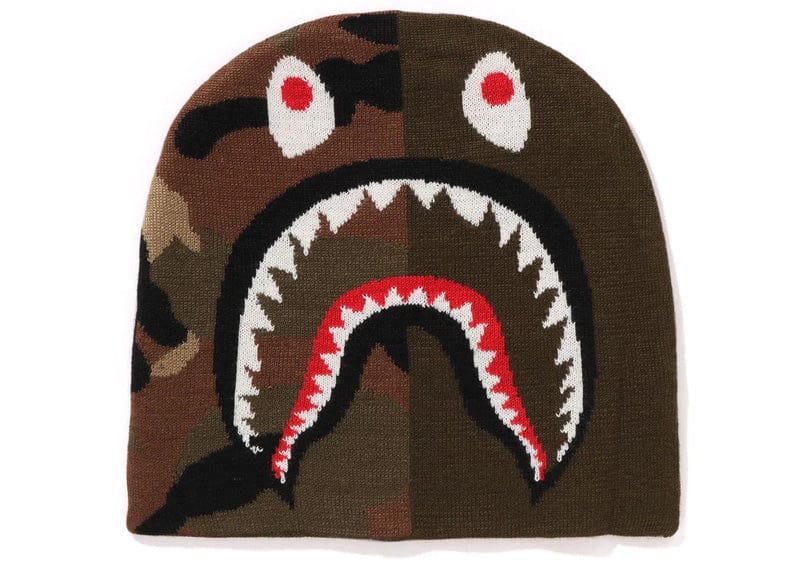 BAPE streetwear BAPE 1st Shark Knit Cap Olivedrab