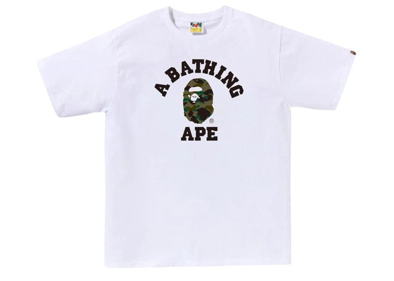 BAPE streetwear BAPE A Bathing Ape 1st Camo College Tee White/Green