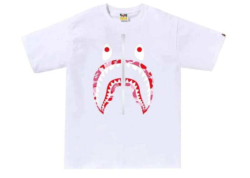 BAPE streetwear BAPE ABC Camo Shark Tee White/Pink/Silver