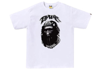 BAPE streetwear BAPE Ape Head Graffiti Tee White