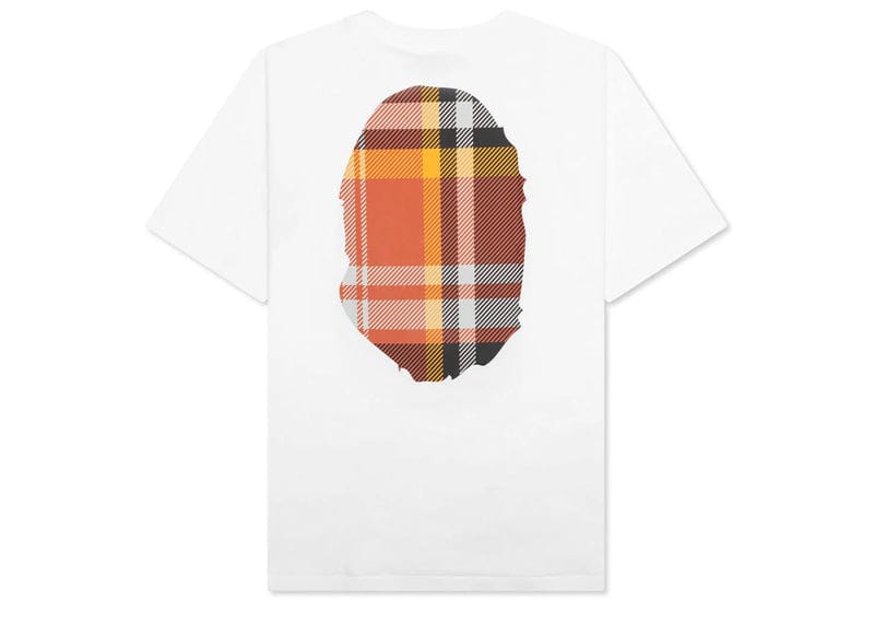 BAPE Streetwear BAPE Check Big Ape Head Tee White
