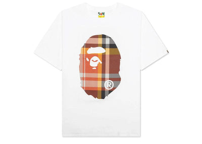 BAPE Streetwear BAPE Check Big Ape Head Tee White