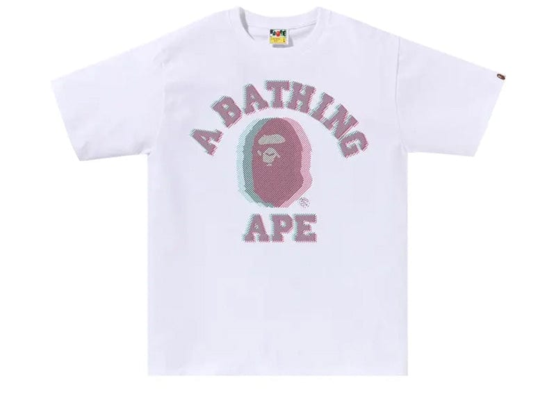 BAPE streetwear BAPE Glitch Art College Tee White