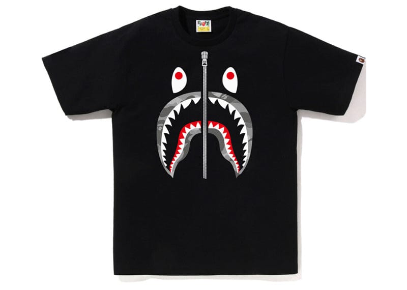 BAPE streetwear BAPE Honeycomb Camo Shark Tee Black/Grey