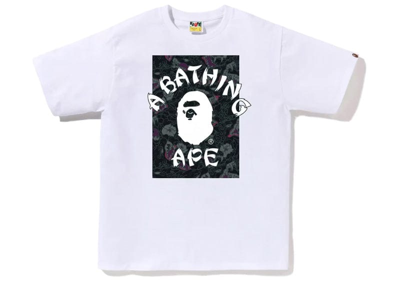 BAPE streetwear BAPE Japanese Tattoo Camo On College Tee White/Black