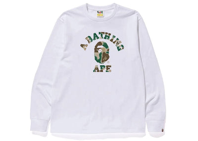 BAPE streetwear BAPE Liquid Camo College L/S Tee White