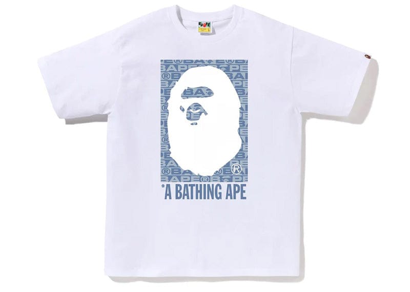 BAPE streetwear BAPE Lux Sport Pattern Box Ape Head Tee White