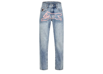 Billionaire Boys Club Streetwear Ice Cream Running Dog Jeans Light Blue Wash Pink