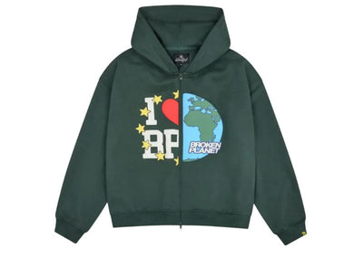 Broken Planet Streetwear Broken Planet Market My Planet Zip Up Hoodie Emerald Green