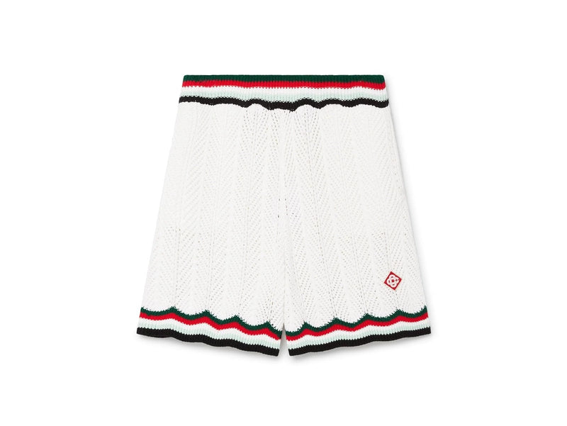 Casablanca Streetwear Casablanca Chevron Faux Crochet Shorts White