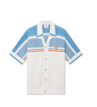 Casablanca Streetwear Casablanca Cotton Crochet Tennis Shirt White/Blue