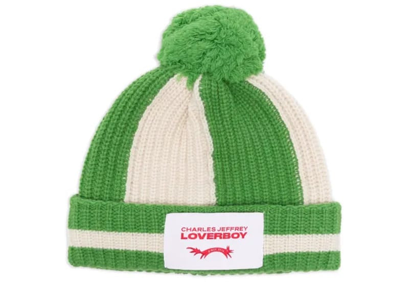 loverboy スタッツベレー帽 グリーン Charles Jeffrey Loverboy Pompom Beanie Green/Off White – Court Order