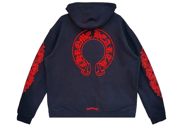 Chrome Hearts Horseshoe Hoodie ネイビー赤 chrome-hearts-chrome-hearts-