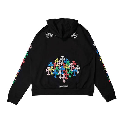 Chrome Hearts Streetwear Chrome Hearts Multi Color Cross Cemetery Hoodie Black