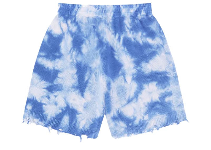 Cole Buxton Streetwear Cole Buxton Distressed Cotton Knit Shorts Blue Tie Dye