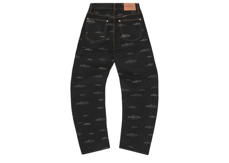 Corteiz Streetwear Corteiz Alcatraz Pattern Denim Jeans Black