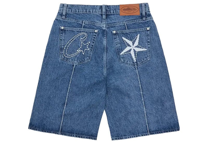 パンツ BELVET star logo denim jorts Corteiz C-Star Denim Jorts Faded Blue – Court Order