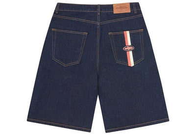 Corteiz Streetwear Corteiz Dual Stripe Denim Short Washed Indigo