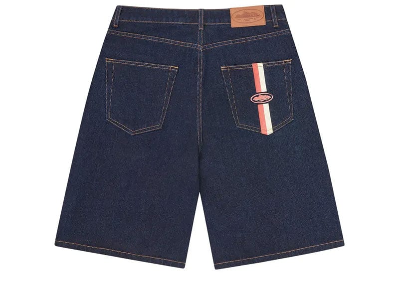 Corteiz Streetwear Corteiz Dual Stripe Denim Short Washed Indigo