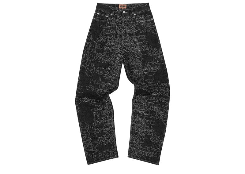Corteiz streetwear Corteiz Handwritten Denim Baggy Jeans Black