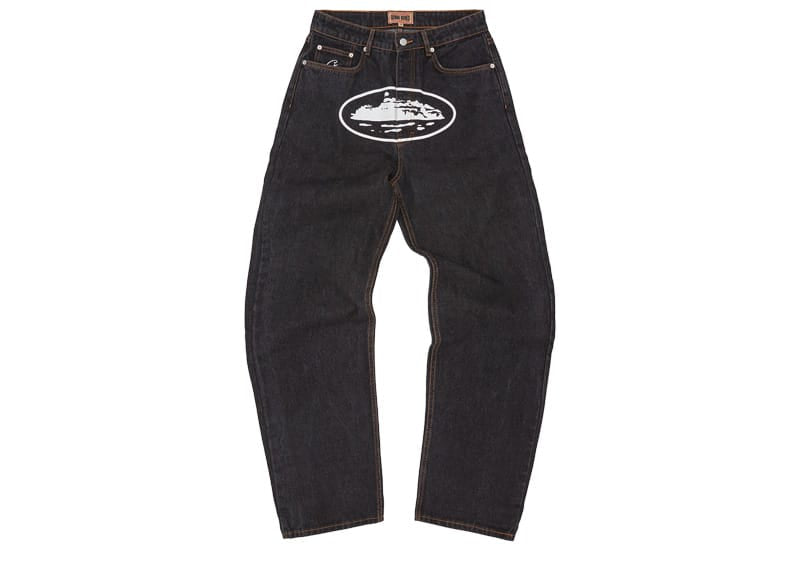 Corteiz Island Baggy Denim Jeans Washed Black – Court Order