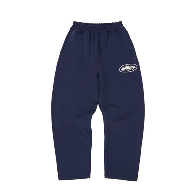 Corteiz Streetwear Corteiz Island Puff Print Open Hem Sweatpant Navy