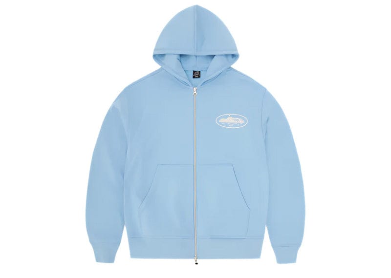 Corteiz Streetwear Corteiz Island Puff Print Zip Hoodie Baby Blue