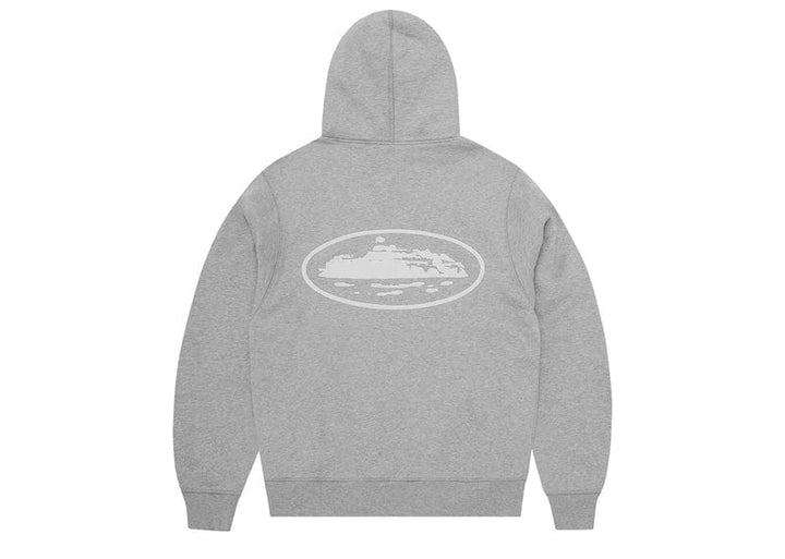 Corteiz Island Puff Print Zip Hoodie Heather Grey – Court Order