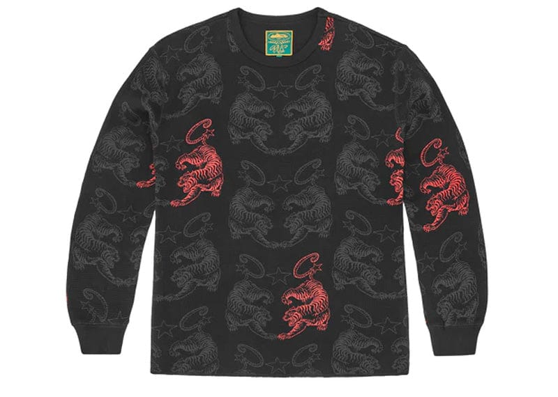 Corteiz Streetwear Corteiz Mens Tiger Waffle Longsleeve Black
