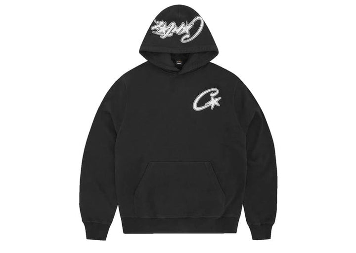 Corteiz Satin C Star Appliqué Hoodie Black – Court Order