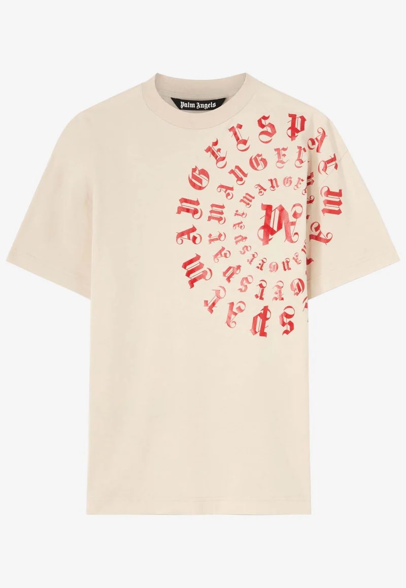 Palm Angels Logo Vertigo Tee Beige