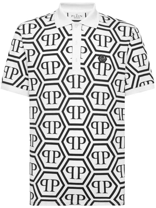 Philipp Plein Monogram Piquet Polo Shirt White