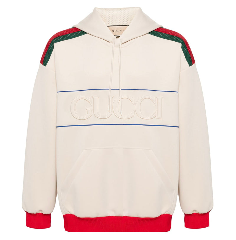 Gucci GG Embroidered Web Striped Neutral Hoodie