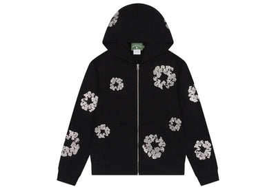 Denim Tears streetwear Denim Tears Cashmere Swarovski Cotton Wreath Zip Hoodie Black
