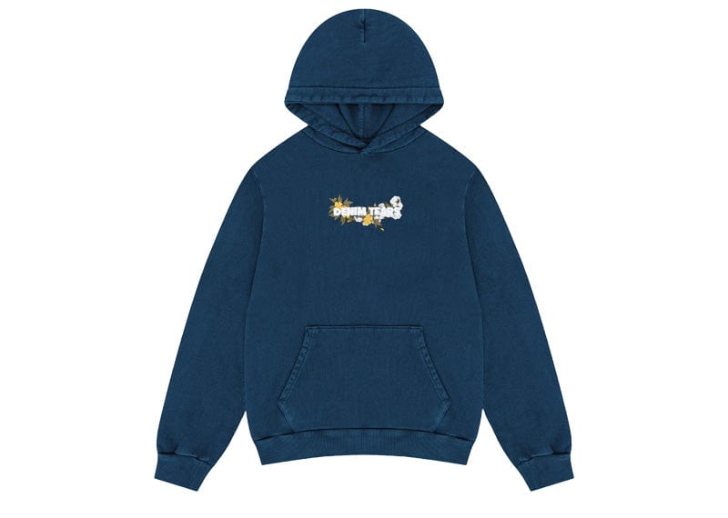 Denim Tears Streetwear Denim Tears Embroidered Floral Hoodie Navy