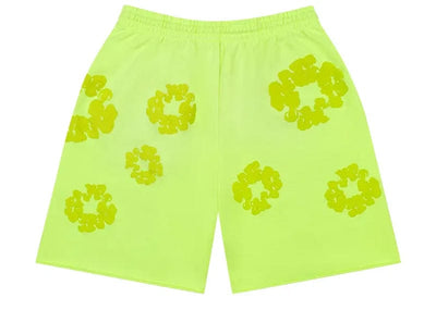 Denim Tears streetwear Denim Tears Mono Cotton Wreath Sweat Shorts Neon Green