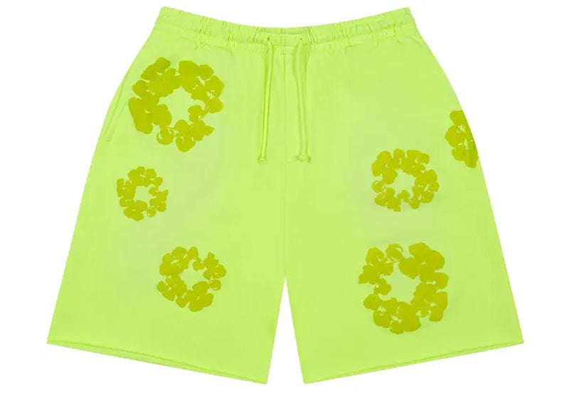 Denim Tears streetwear Denim Tears Mono Cotton Wreath Sweat Shorts Neon Green