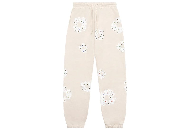 Denim Tears streetwear Denim Tears Rhinestone Cotton Wreath Sweatpants Oatmeal