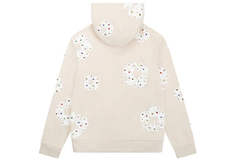 Denim Tears streetwear Denim Tears Rhinestone Cotton Wreath Zip Hoodie Oatmeal