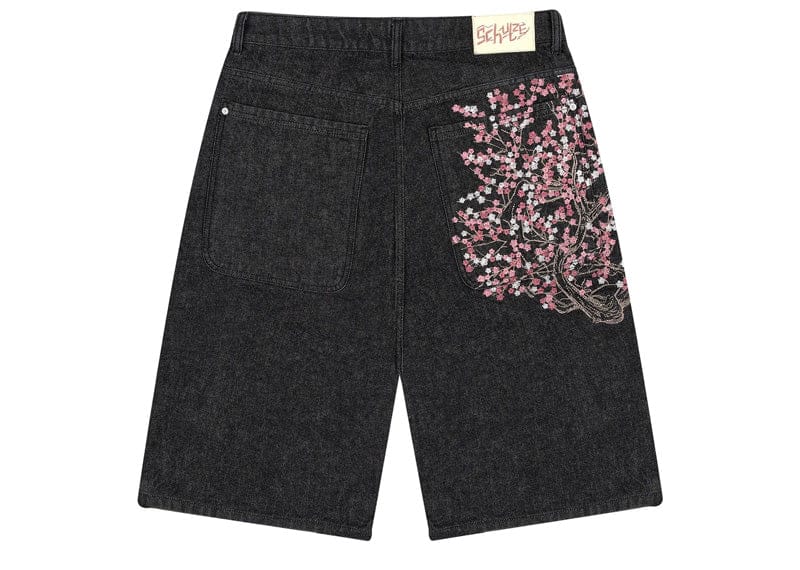 Derschutze Streetwear Derschutze Koi Blossom V2 Denim Shorts Raw Black