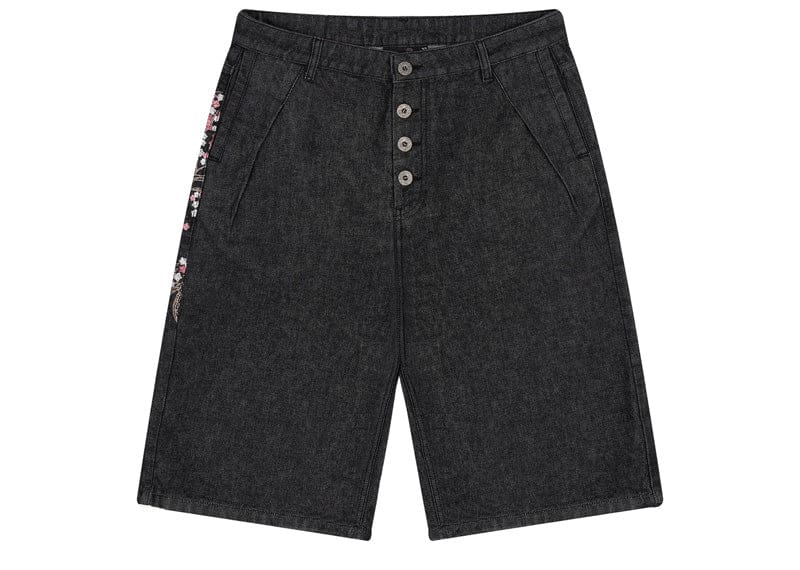 Derschutze Streetwear Derschutze Koi Blossom V2 Denim Shorts Raw Black
