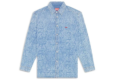 Diesel Streetwear Diesel D - Simply Cotton Denim Logo Print Regular Fit Button Down Shirt