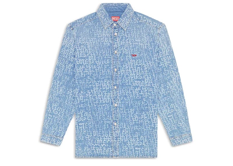 Diesel Streetwear Diesel D - Simply Cotton Denim Logo Print Regular Fit Button Down Shirt