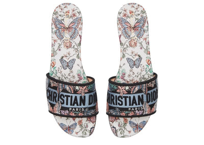 DIOR Sneakers Dior Dway Slide Embroidered Cotton and White Multicolor Toile de Jouy Papillon Motif
