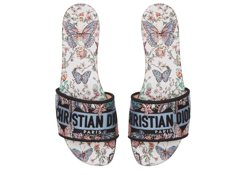 DIOR Sneakers Dior Dway Slide Embroidered Cotton and White Multicolor Toile de Jouy Papillon Motif