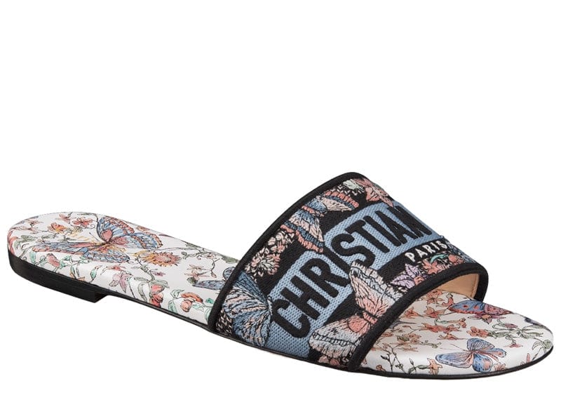DIOR Sneakers Dior Dway Slide Embroidered Cotton and White Multicolor Toile de Jouy Papillon Motif