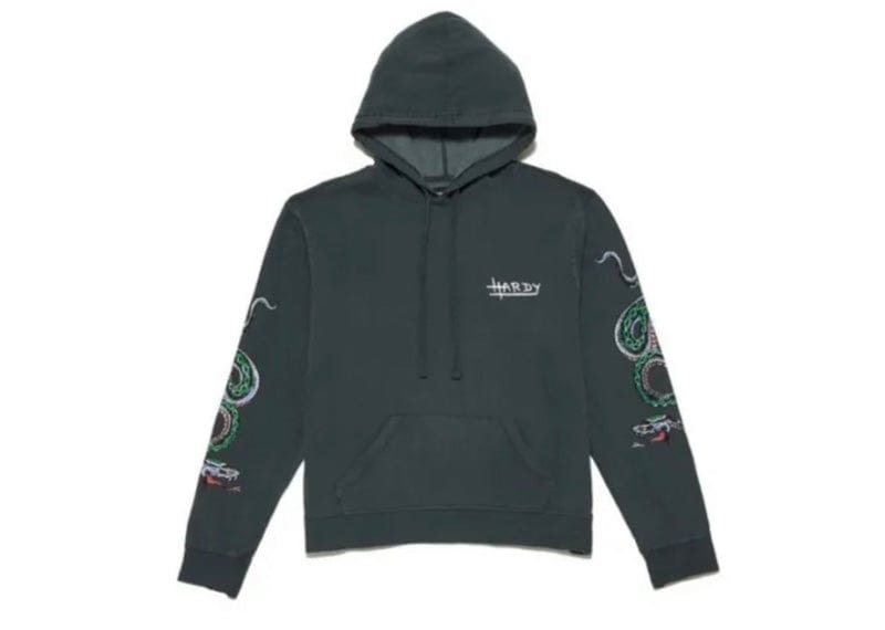 Ed Hardy Streetwear Ed Hardy Charcoal Gray Snake Sleeve Hoodie
