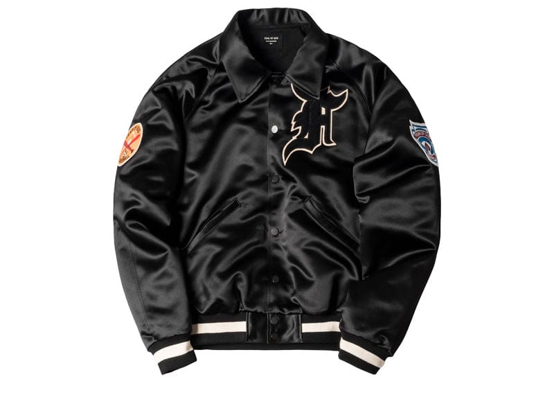Fear of God streetwear Fear of God Satin MANUEL Baseball Coaches Jacket Black