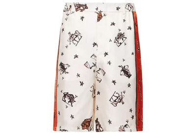 Fendi Streetwear Fendi Astrology Print Silk Short White Red Multicolor